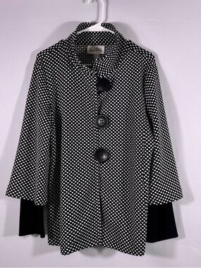 Joseph Ribkoff Black & White Polka Dot Jacket Oversized Buttons Size 12